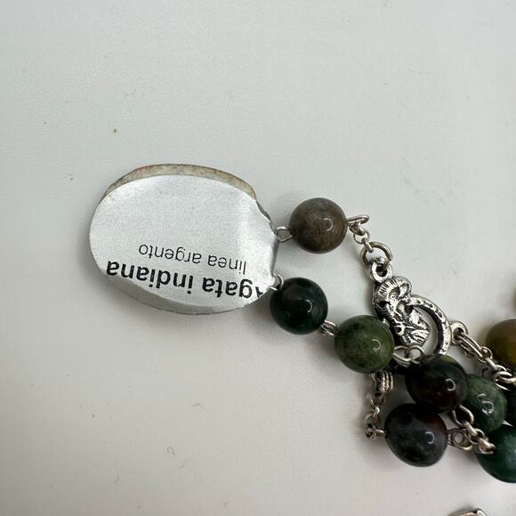 Vatican sterling silver multicolor semiprecious agate Catholic rosary necklace - Picture 6 of 9